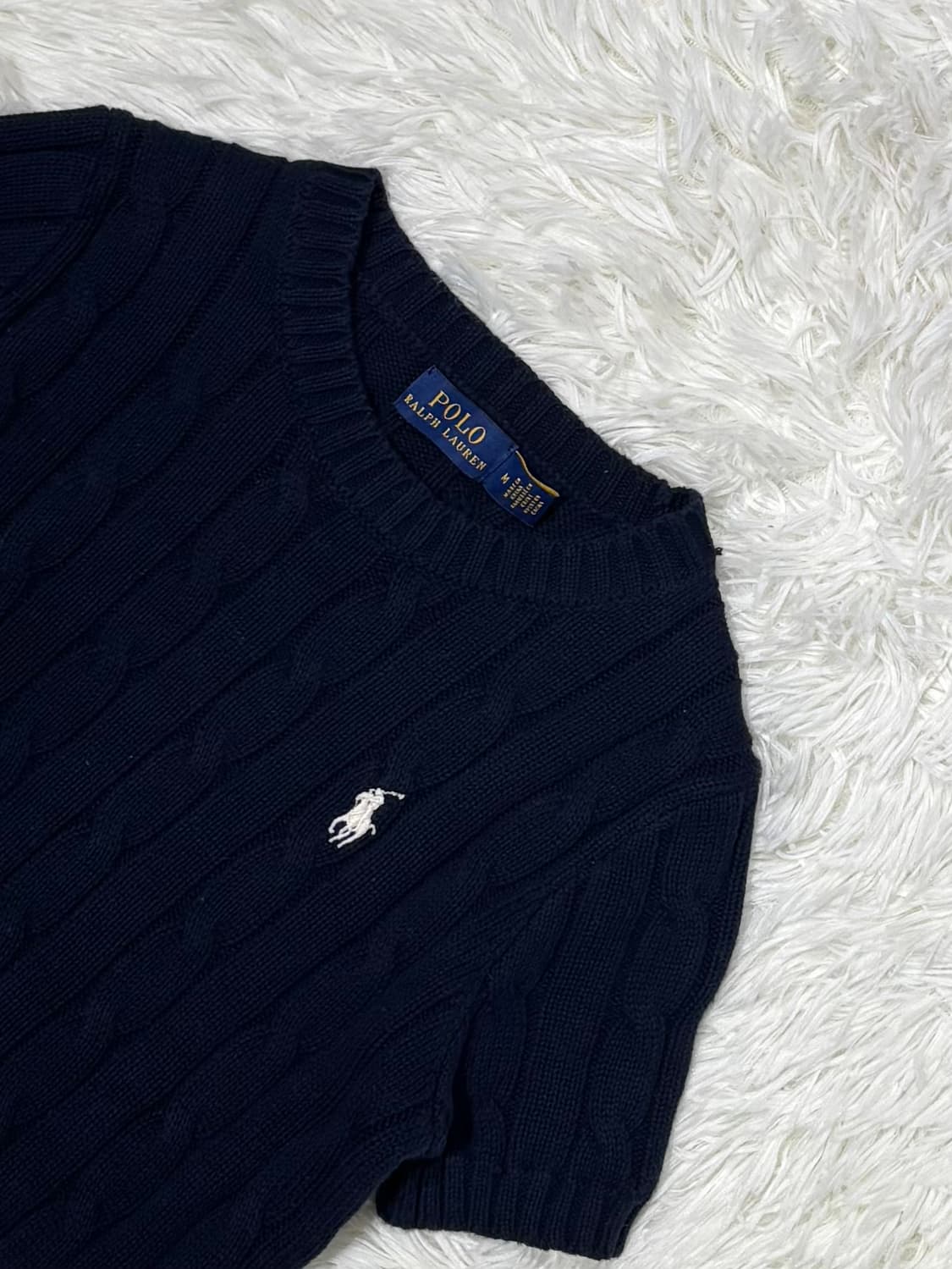 폴로랄프로렌 화이트포니 네이비 케이블 반팔 니트 상품이미지4