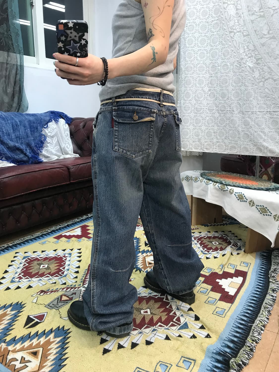 A6빈티지 디테일 데님팬츠 상품이미지2