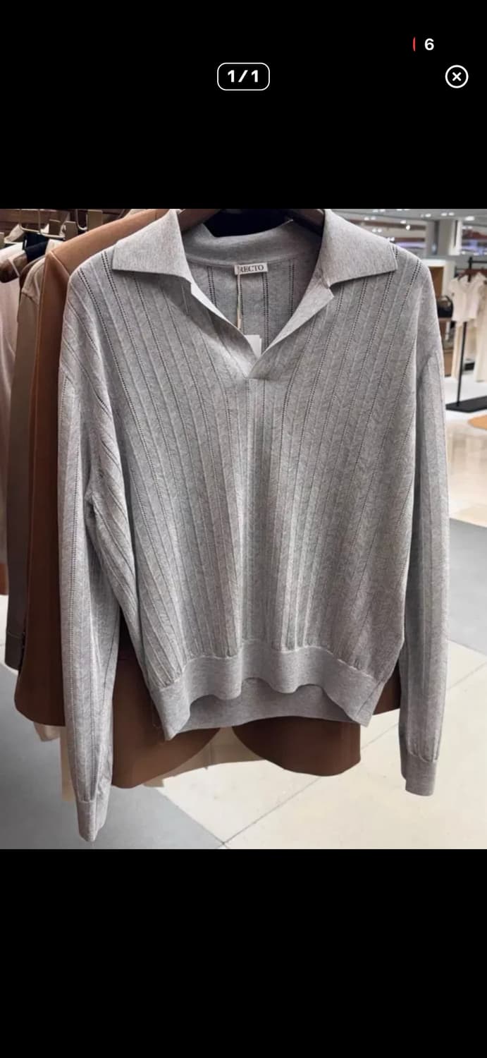 렉토 25ss 레이스 립 시어 니트 폴로 멜란지 그레이 S사이즈 상품이미지3