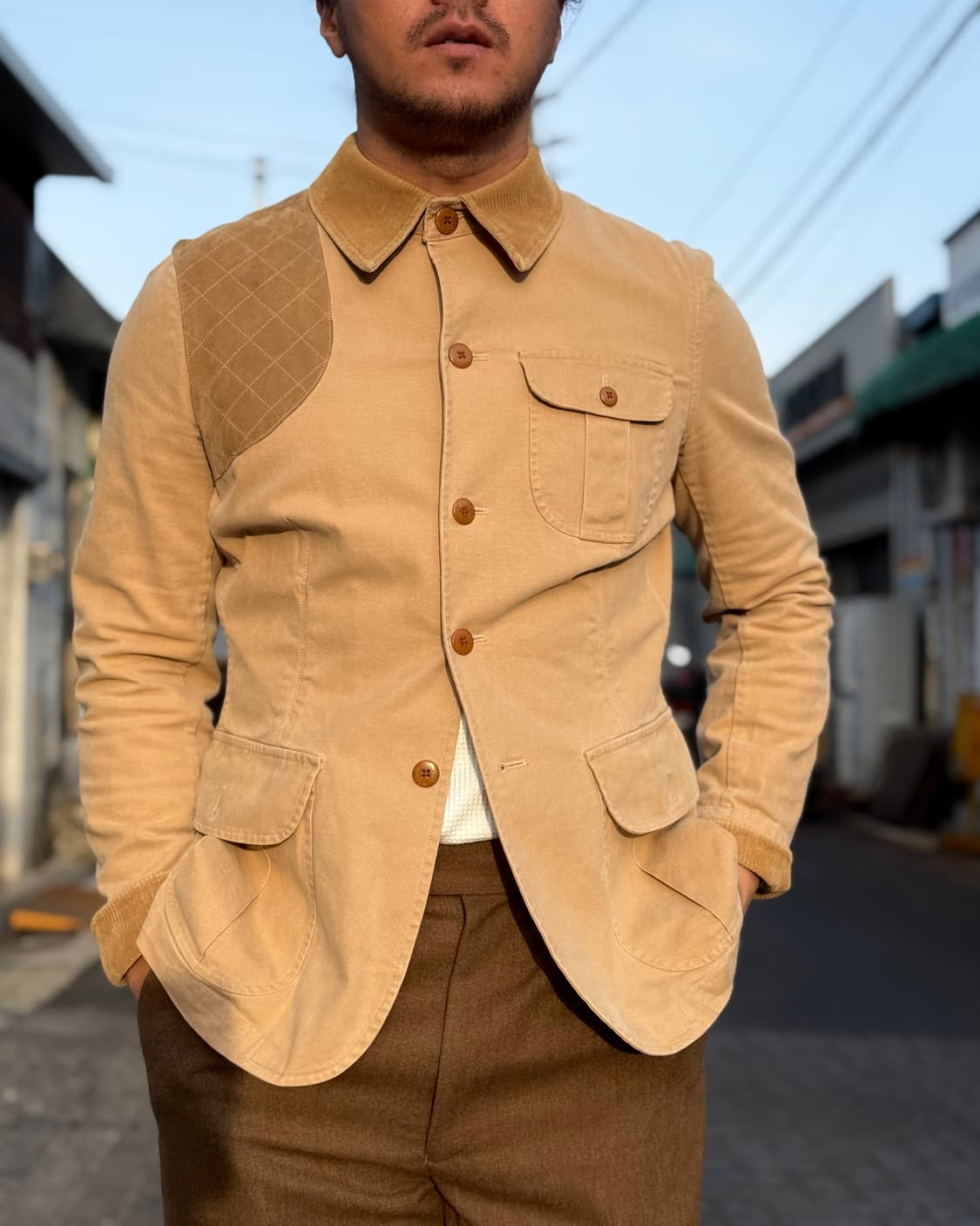 90‘s 폴로 랄프로렌 숄더패치 코튼 헌팅자켓 L 상품이미지8