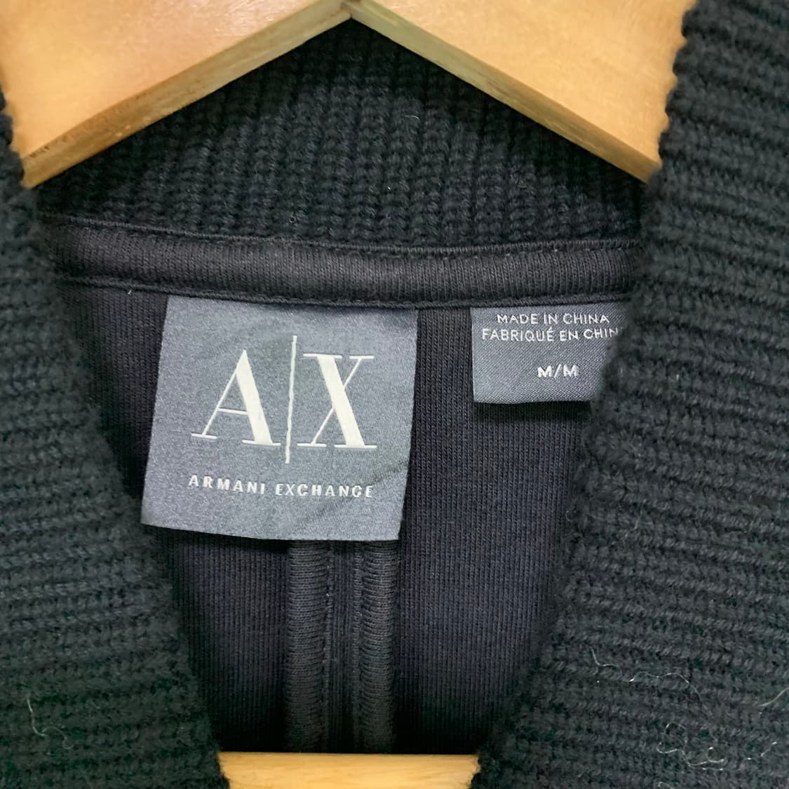 아르마니 익스체인지 면 혼방 블랙 버튼 봄버 자켓 남성 M 남녀공용 상품이미지6