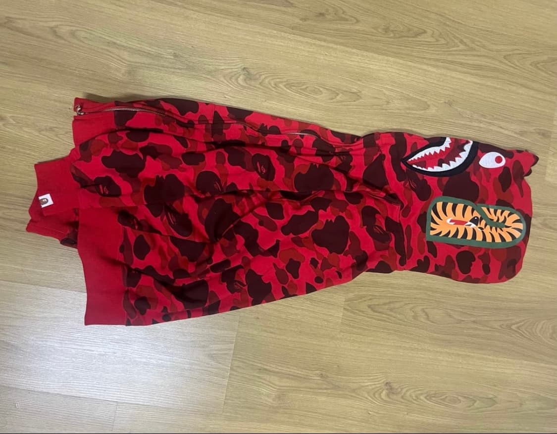 Bape Carmo Shark Hoodie Red 상품이미지6