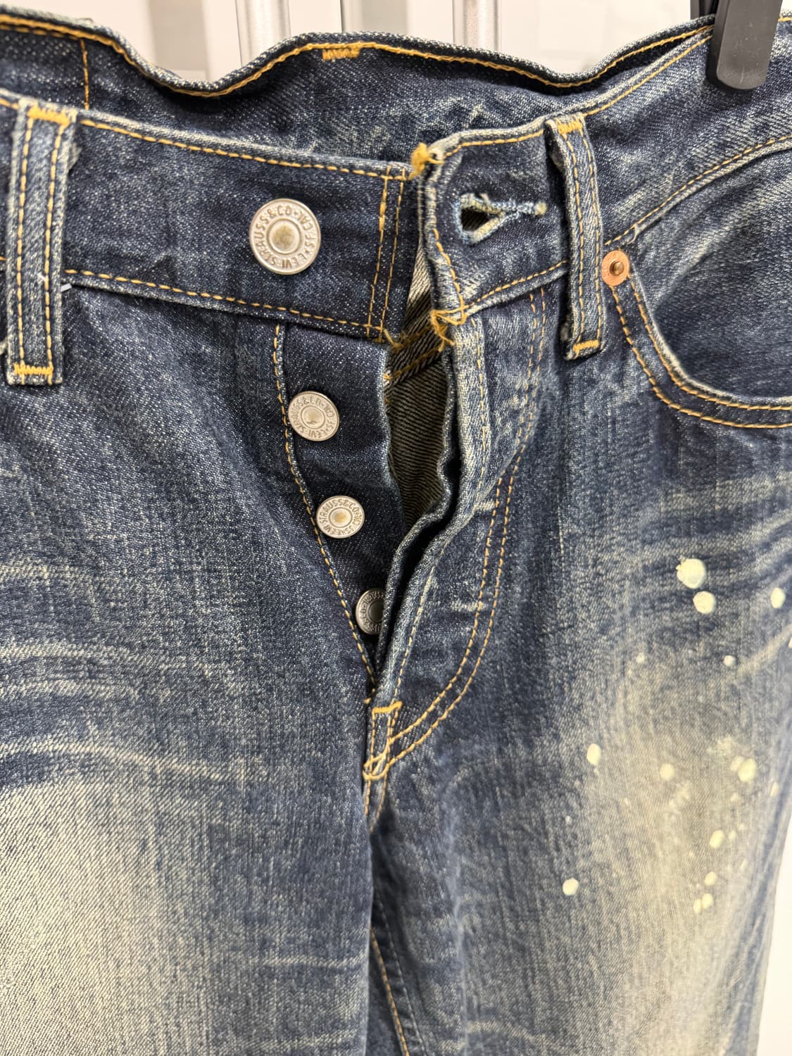 리바이스 501 빈티지 워싱 데님 페인트 디테일 버튼플라이 상품이미지4