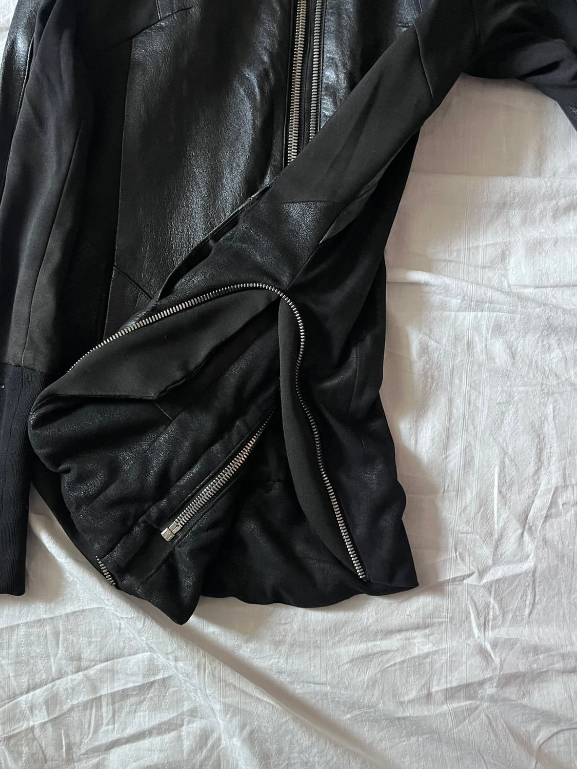 Vintage Leather Zip Detail Hood Jacket 상품이미지5