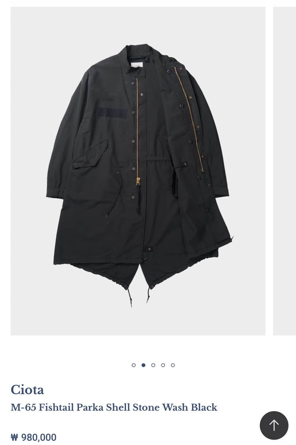 [6]시오타 25FW M-65 피쉬테일 파카 스톤워시 블랙 상품이미지1