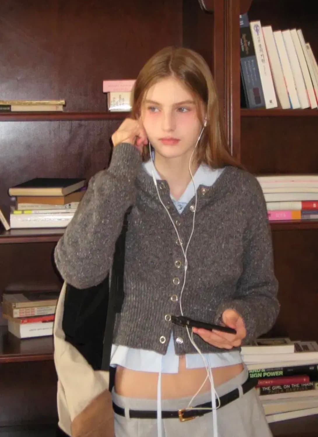 레터프롬문 코니 더스트 파인 울 가디건 그레이 상품이미지1