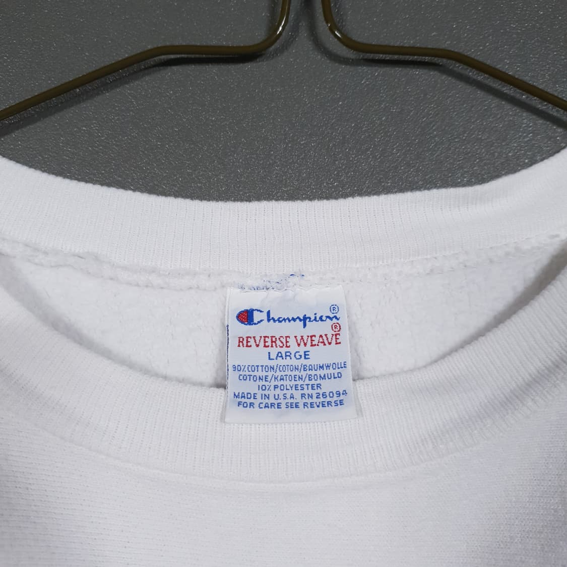 L (100) 챔피온 90s USA 리버스위브 화이트 맨투맨 스웻셔츠 상품이미지4