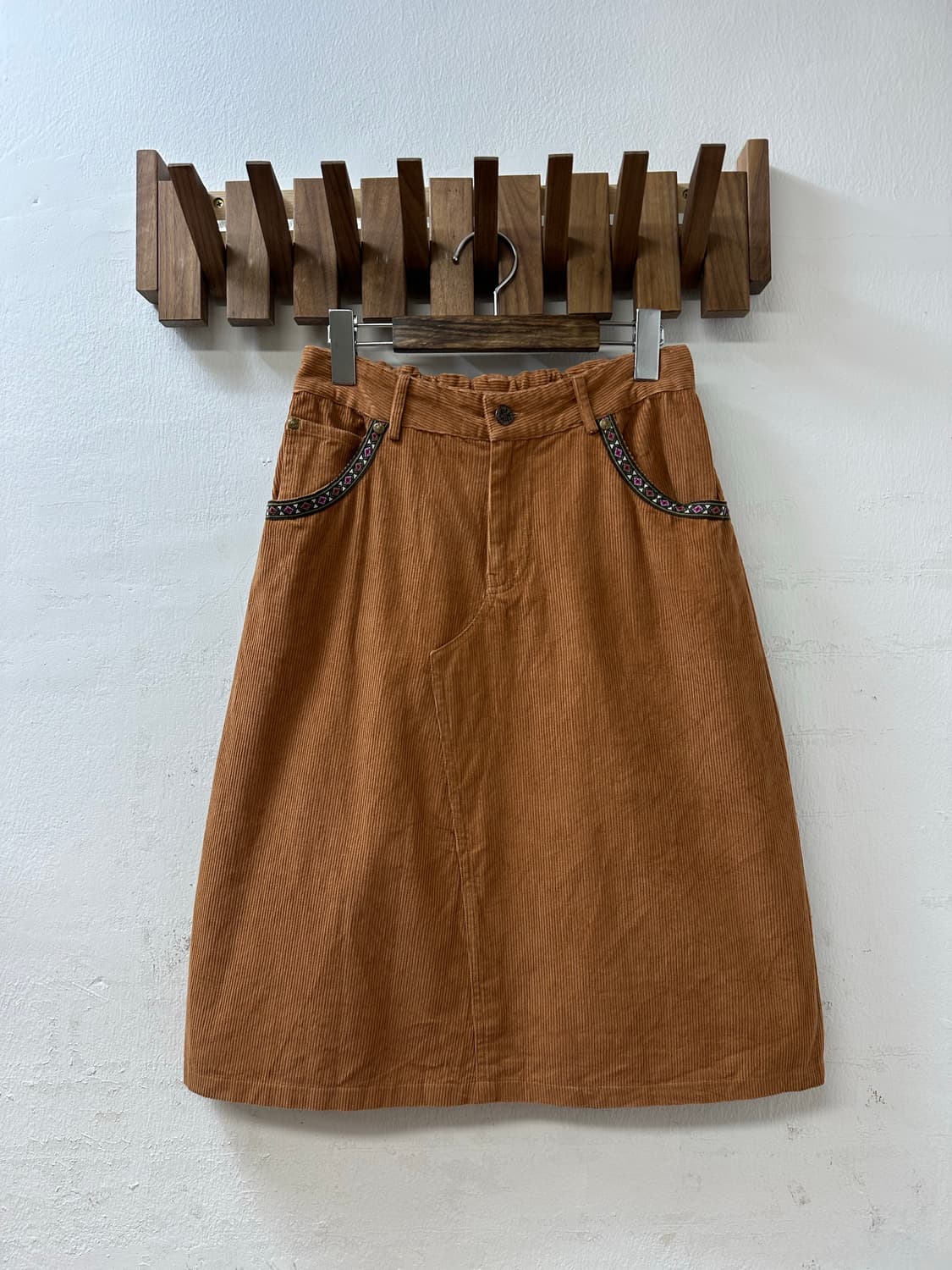 일본빈티지 자수 코듀로이 코튼 포켓 스커트 상품이미지1