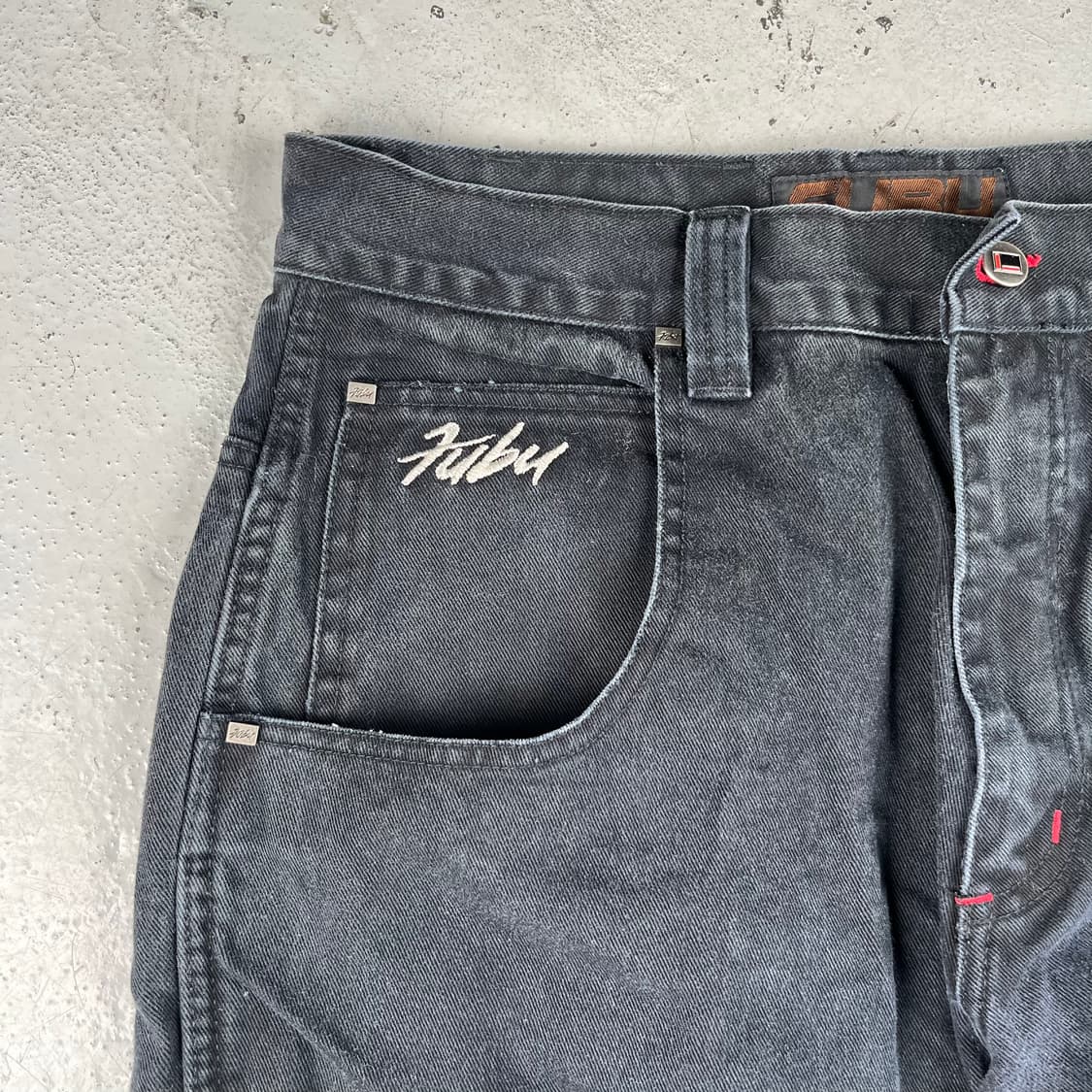 빈티지 Fubu 더 콜렉션 리플렉티브 로고 카펜터 데님 팬츠 블랙 상품이미지6