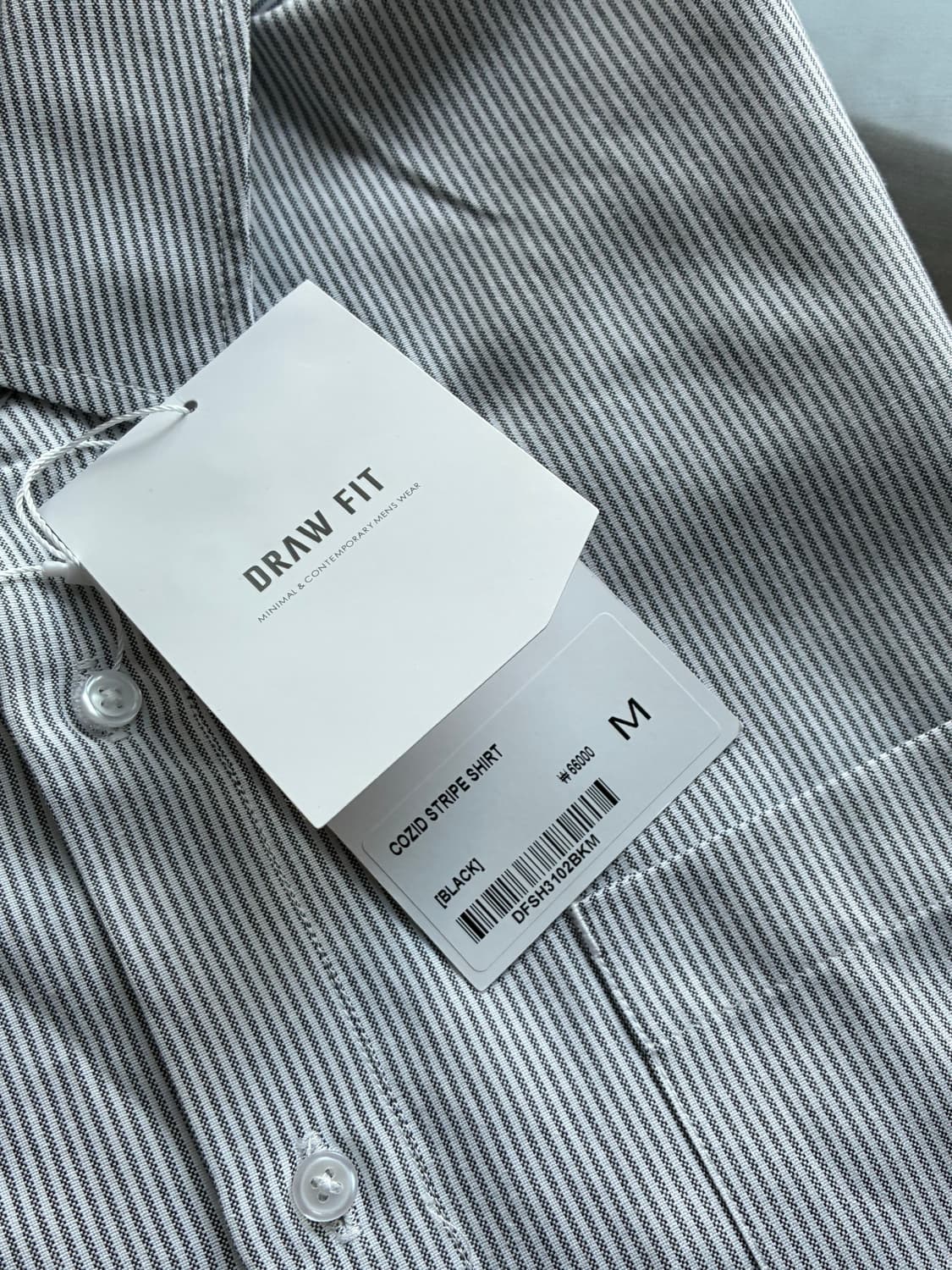 (새상품)(M) 드로우핏 코지드 스트라이프 셔츠 [BLACK] 판매 상품이미지9