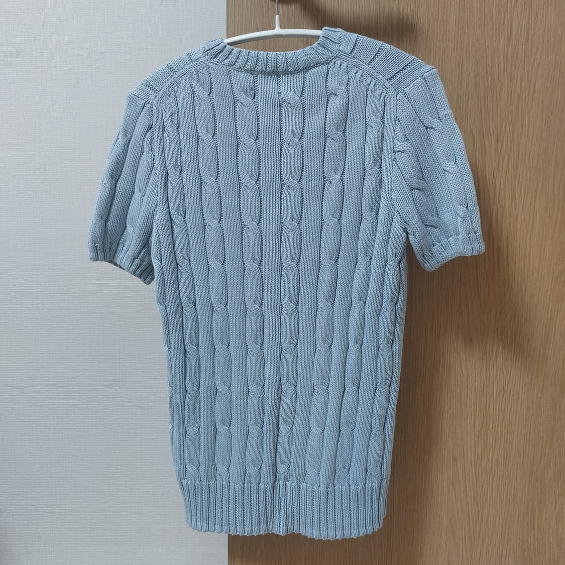 (정품) 폴로 랄프로렌 꽈배기 케이블 반팔 니트 스카이블루 하늘색 상품이미지3