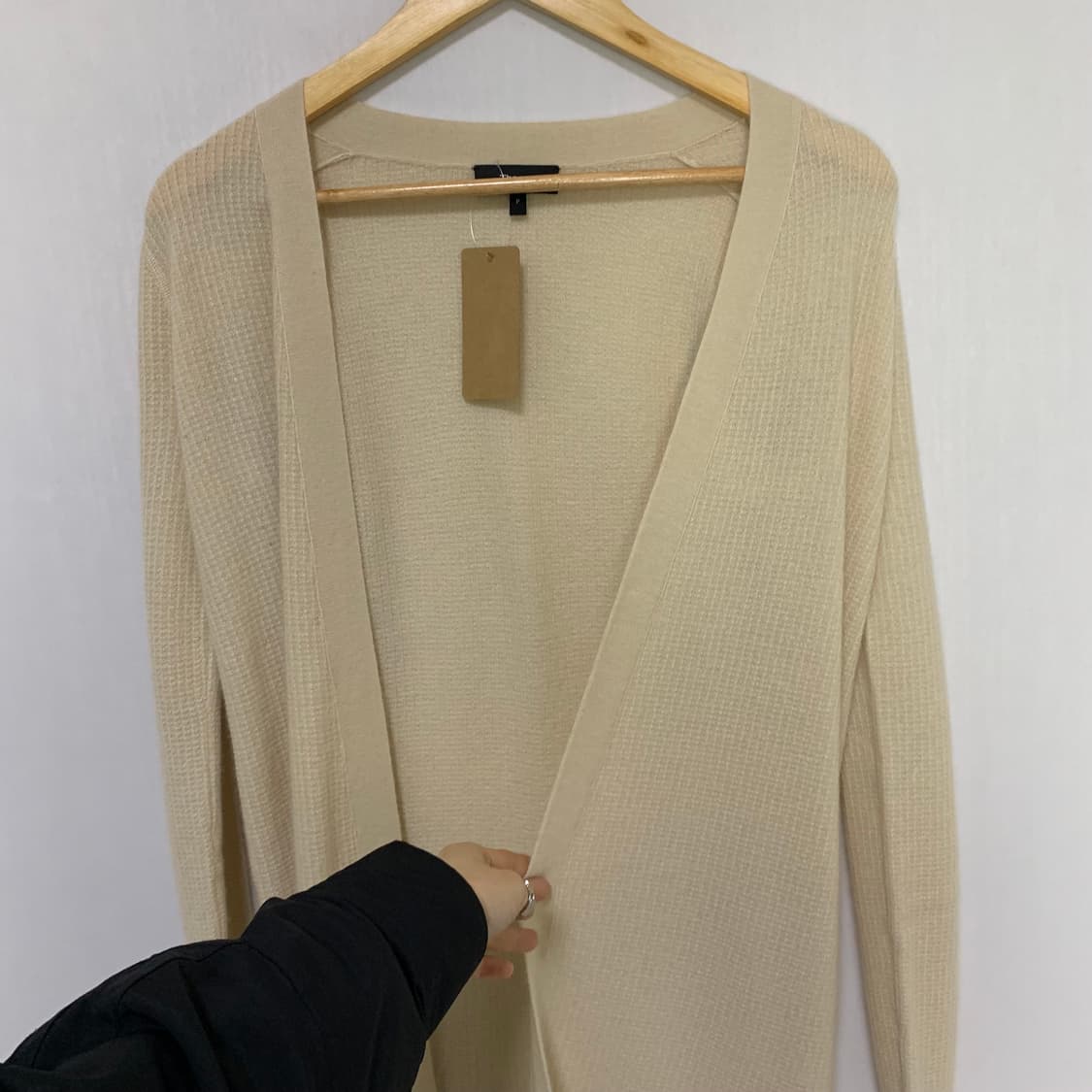 띠어리 캐시미어 100 아이보리 오픈형 롱 가디건 여성 빈티지 상품이미지3
