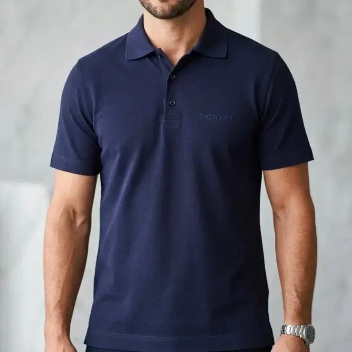 제냐스포츠 네이비 반팔 카라티 S (A 상품이미지1