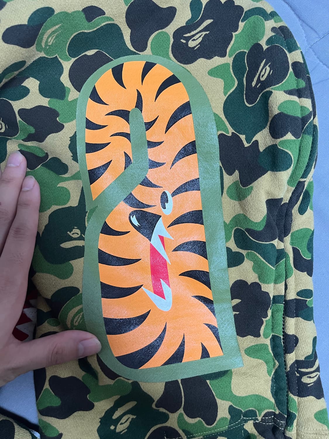 베이프 ABC 카모 샤크 후드집업 그린 양면 지퍼 희귀제품 상품이미지3