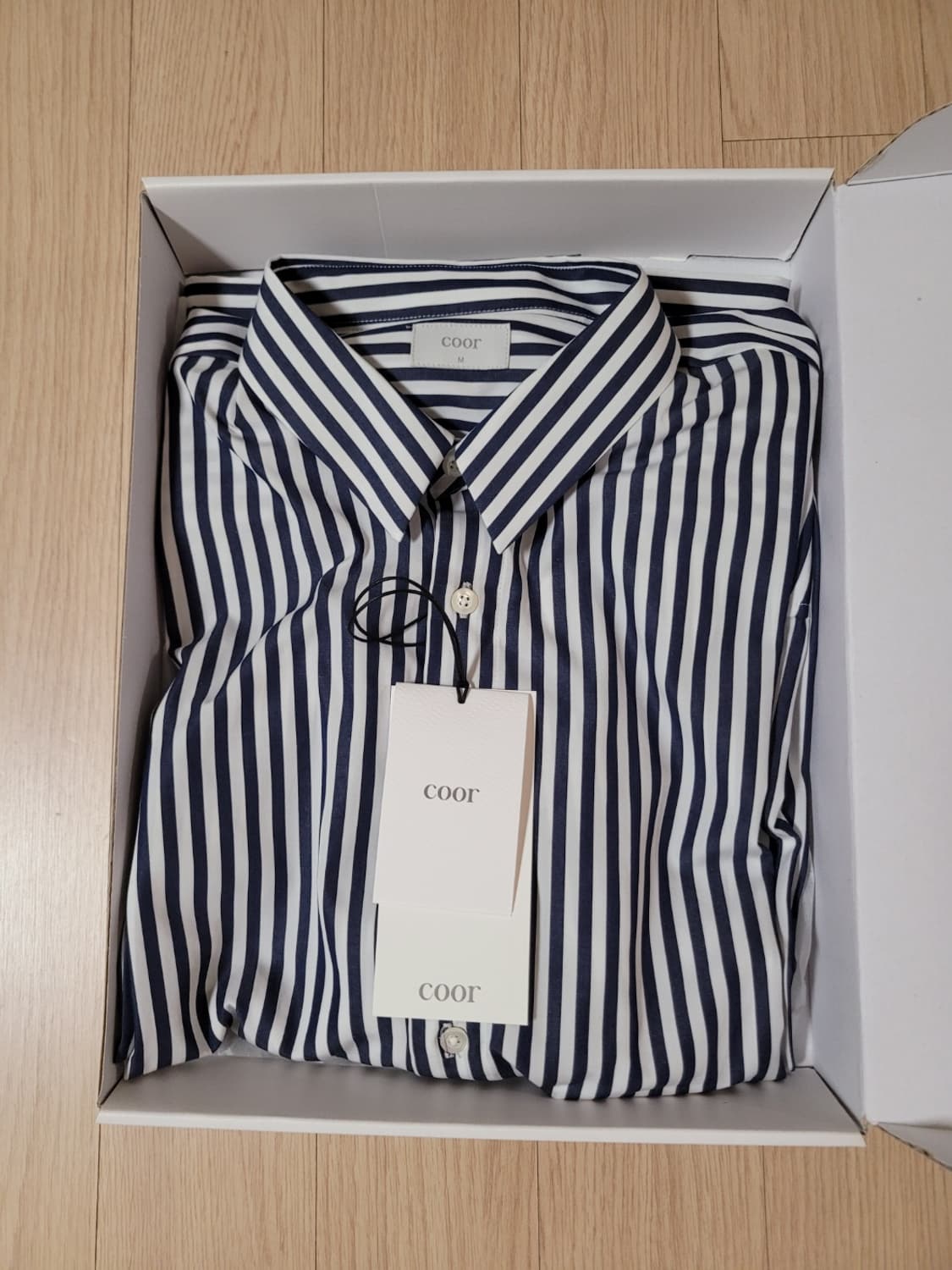 쿠어 볼드 스트라이프 셔츠 네이비 M 새상품 상품이미지1