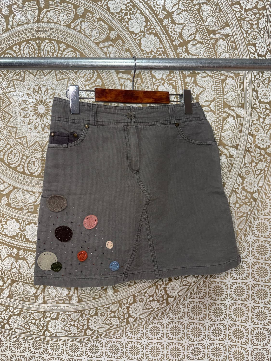 빈티지 여성 파츠 디테일 신치백 미니스커트 상품이미지3