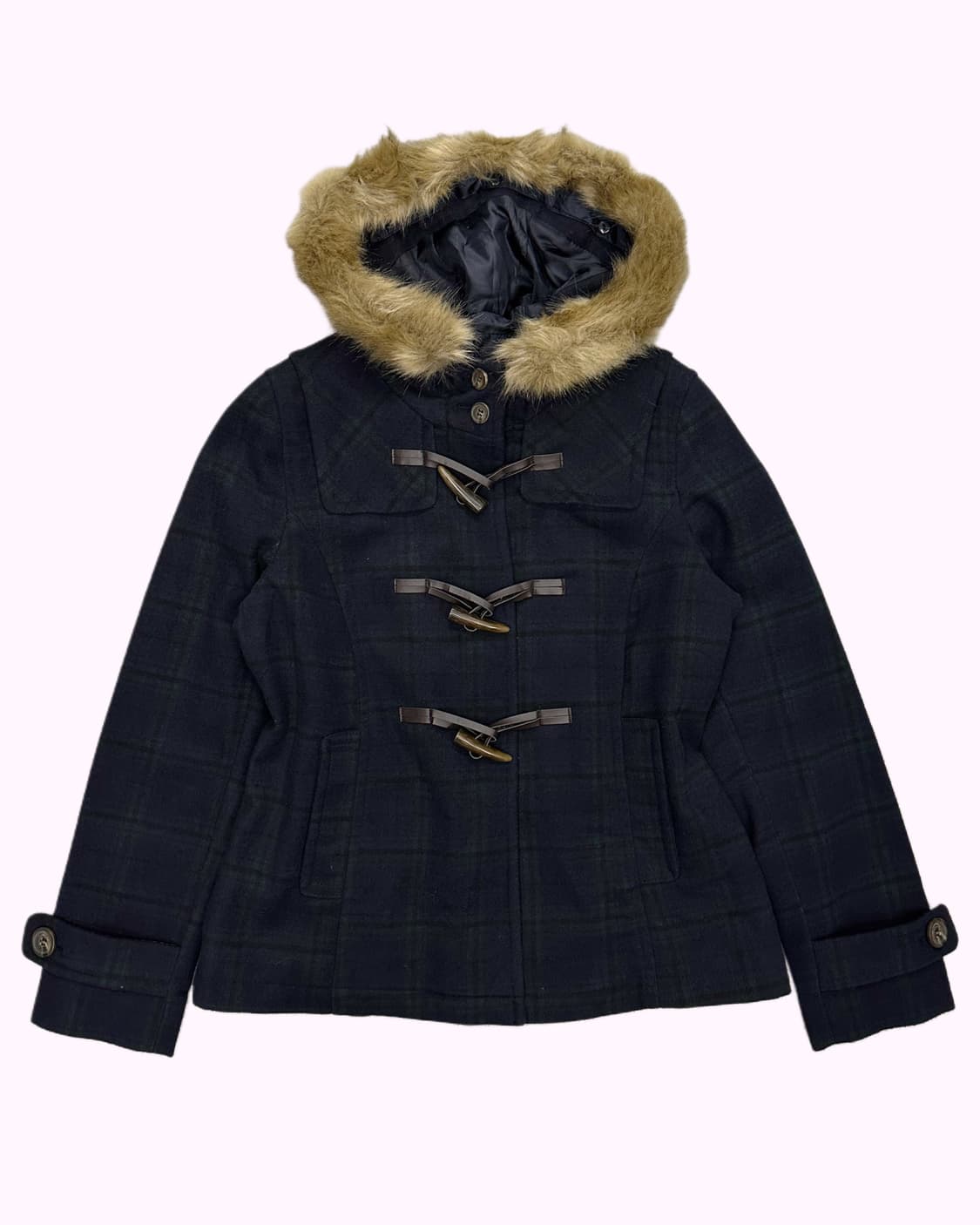 green check hood duffle coat 상품이미지1