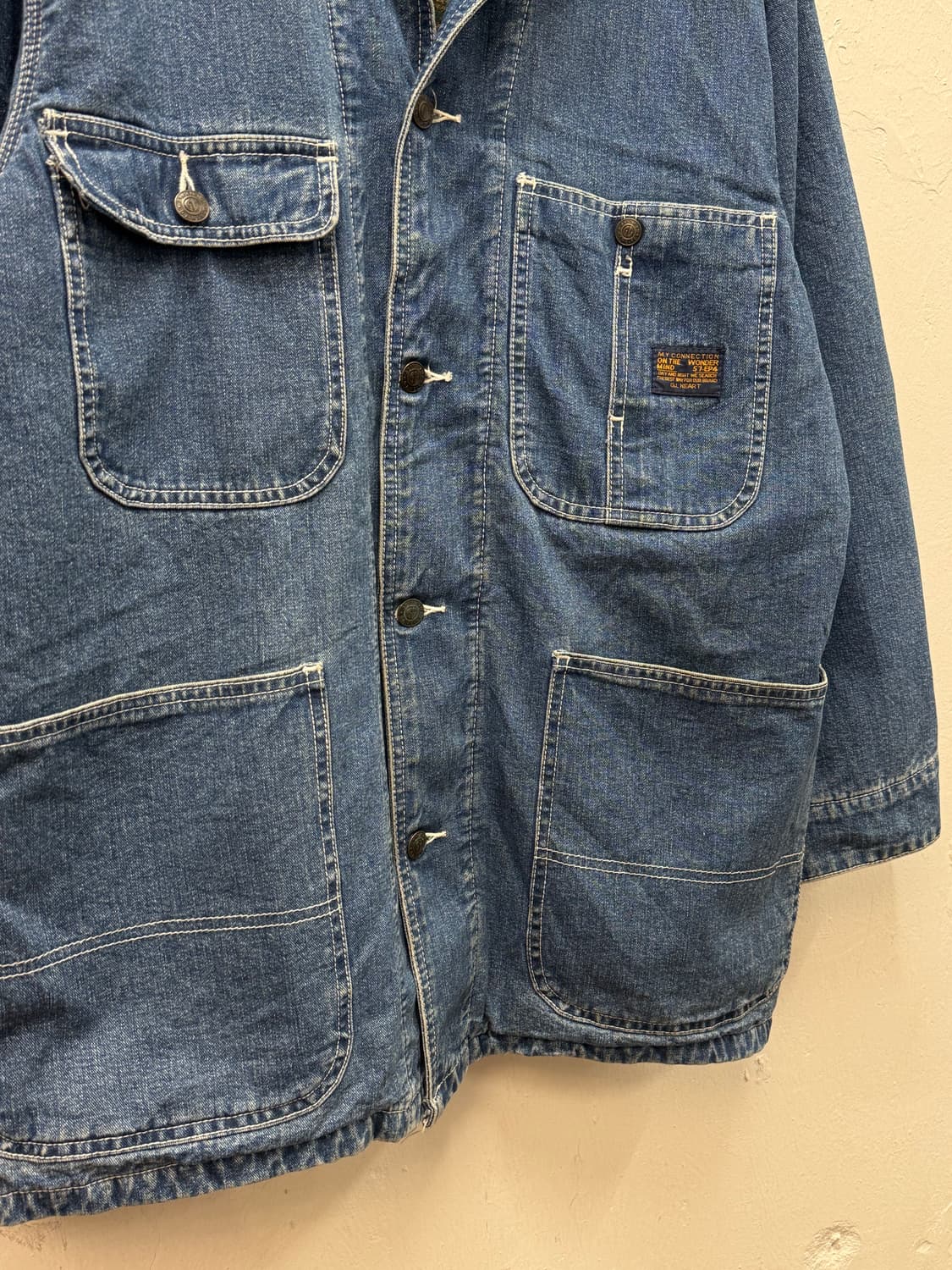 M) 90s Denim Chore Plaid Blanket Lining 상품이미지3