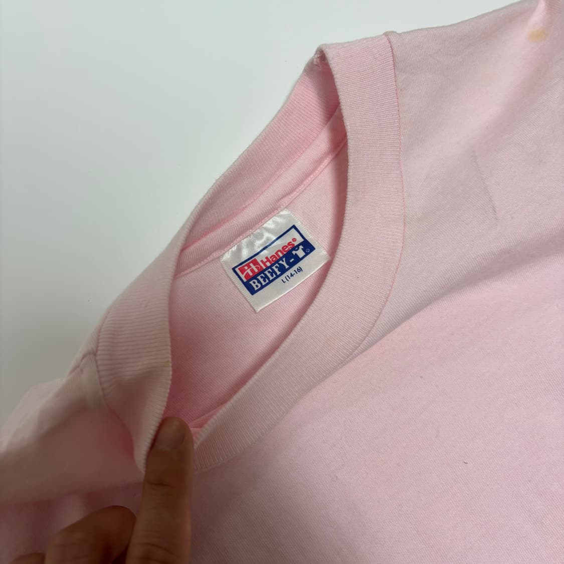 헤인즈 비피(Hanes Beefy-T) 빈티지 핑크 반팔 티셔츠 상품이미지3