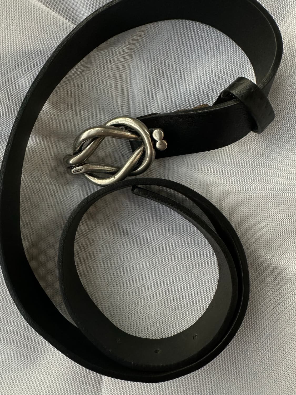 구찌 블랙 가죽 매듭 버클 벨트 상품이미지1