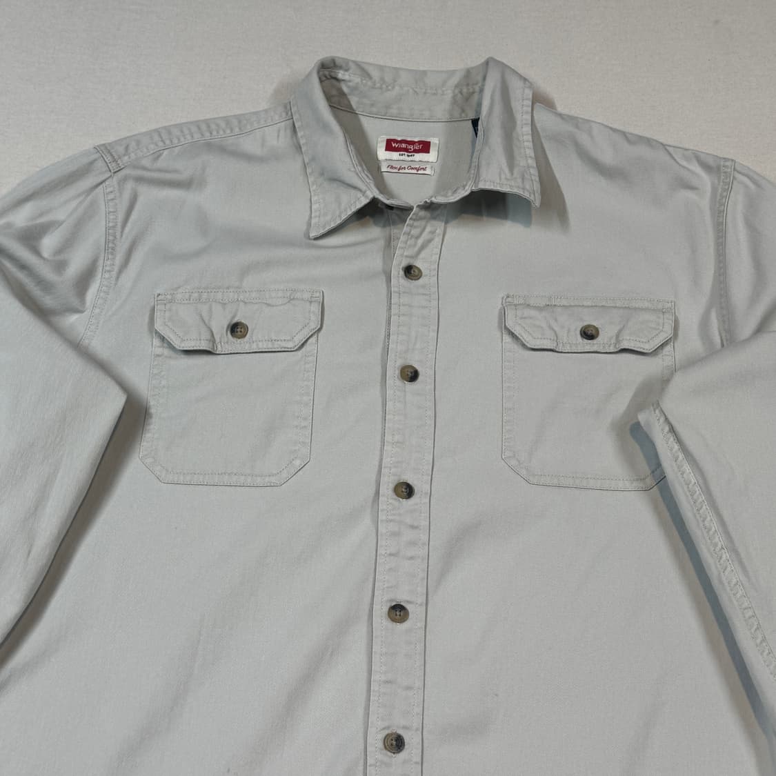 XL) Wrangler 랭글러 투포켓 워크웨어 코튼 셔츠 크림 베이지 상품이미지3