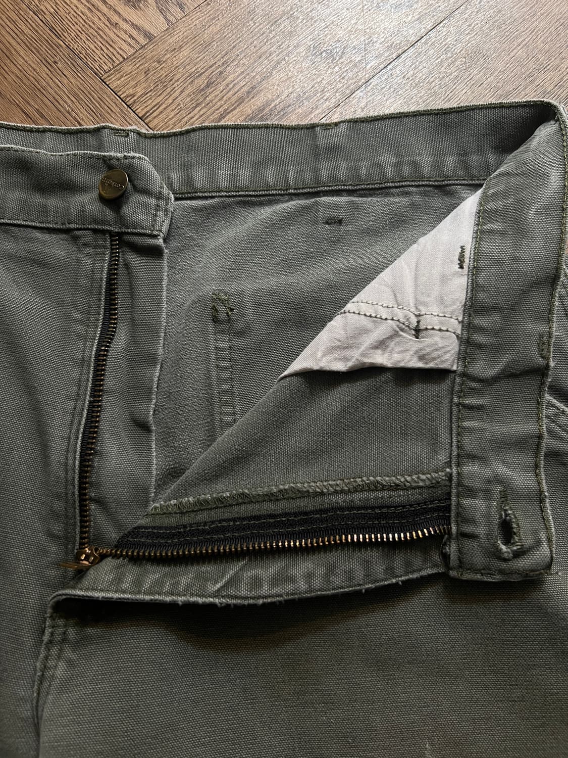 [36]칼하트 USA 빈티지 워싱 모스그린 카펜터 워크 팬츠 M7 상품이미지3