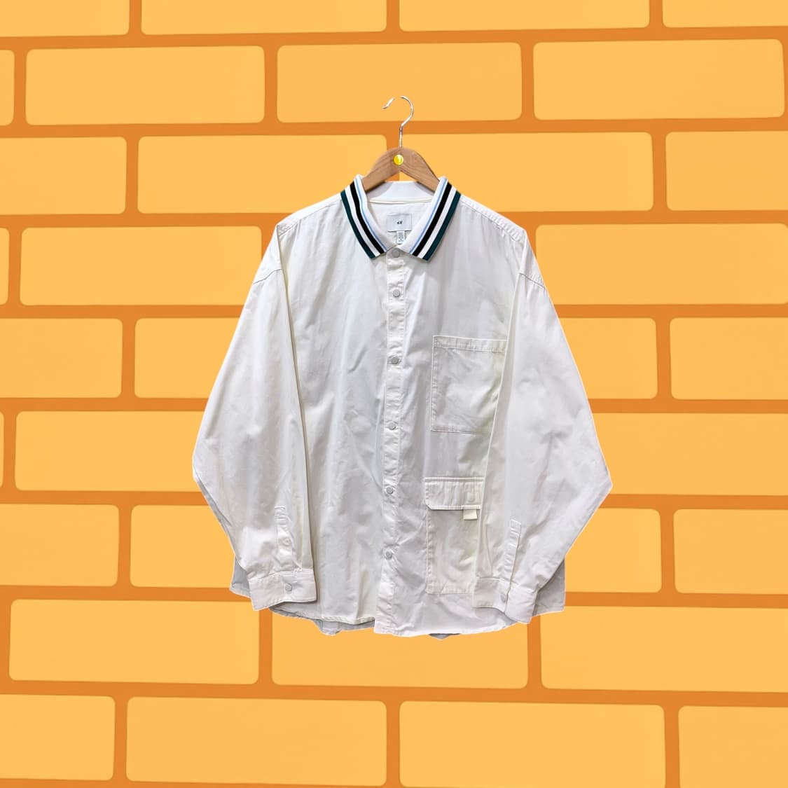 H&M 백로고 자수 셔츠 (L) 상품이미지3