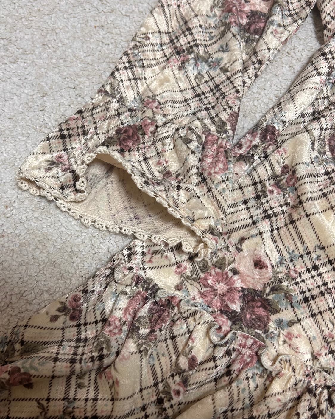 빈티지 레스트로즈 체크 프릴원피스 상품이미지4