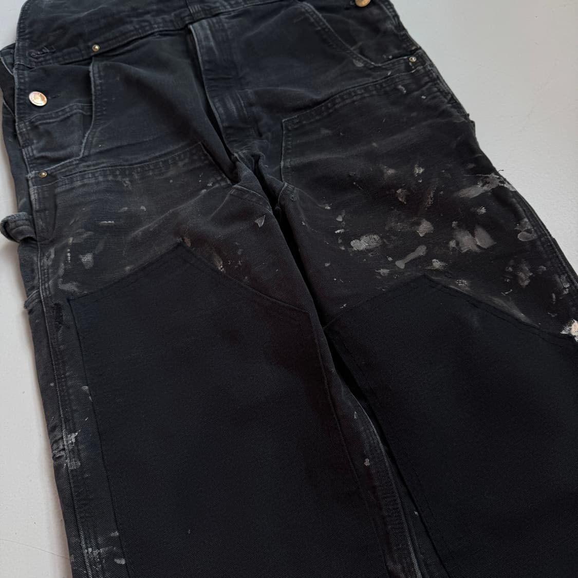 칼하트 OG 덕캔버스 페이드 더블니 워크 오버롤 멜빵 블랙 상품이미지6