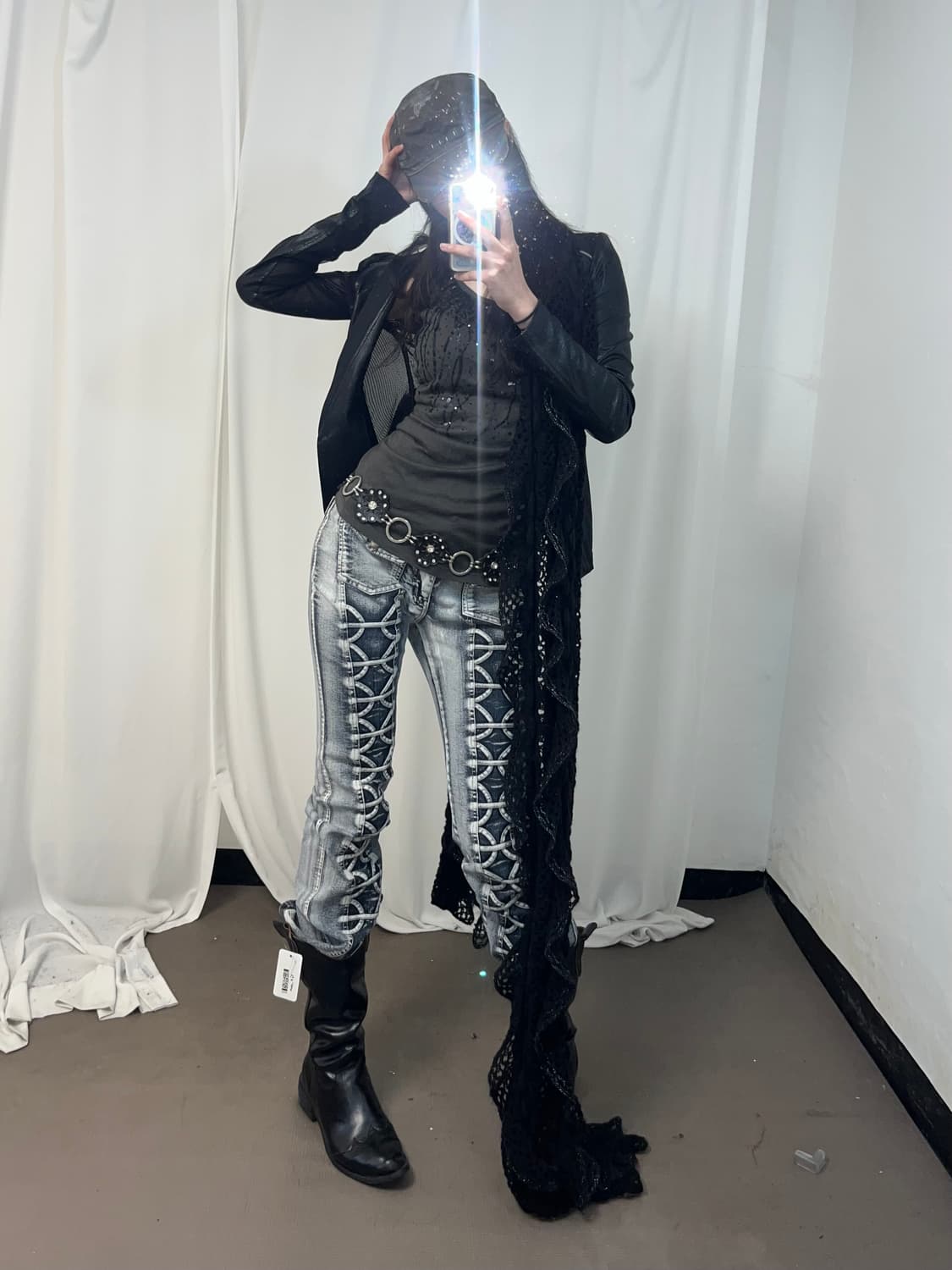 Egoist 블랙 파에톤 메쉬 레더 자켓 상품이미지2