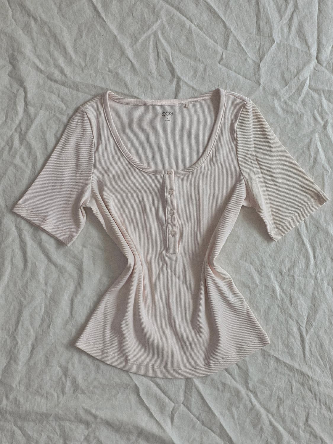 COS 코스 헨리넥 딸기우유 골지 반팔 상품이미지1