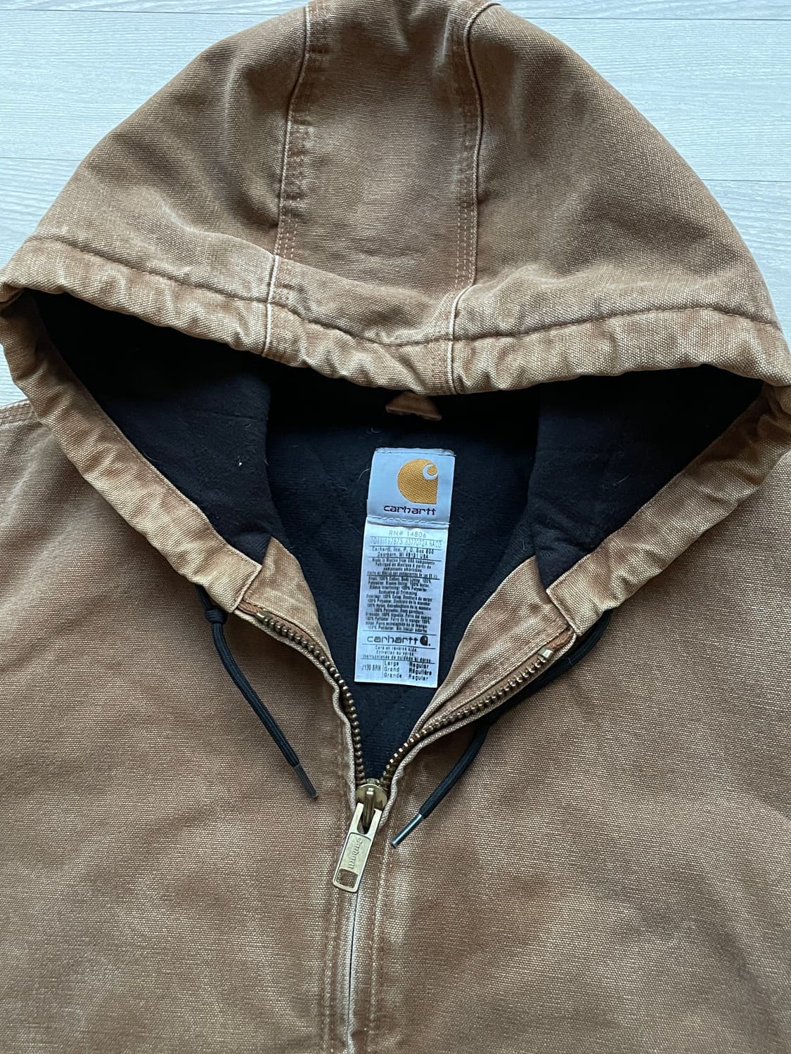칼하트 j130 BRN 브라운 액티브 자켓 샌드스톤 빈티지 상품이미지3