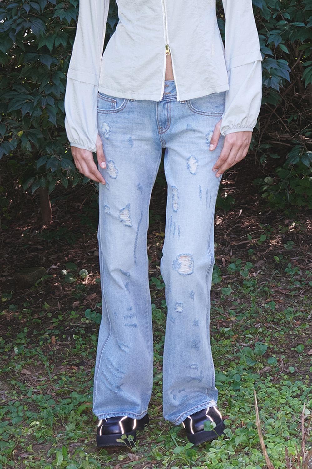 OPEN YY Damaged Bootscut Jeans_Blue 상품이미지1