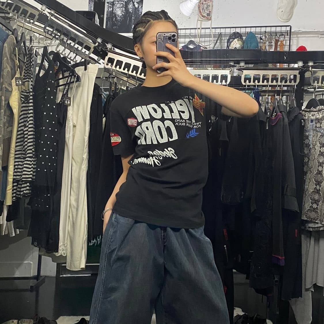 Yellow corn 스포티 패치 로고 디테일 반팔 티셔츠 상품이미지8