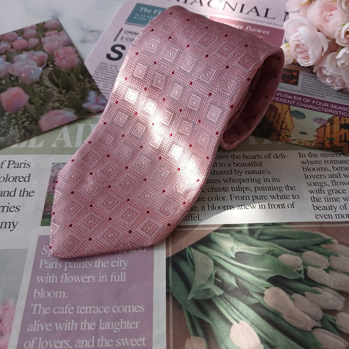 알테아 실크 핑크 자카드 넥타이 9.2cm A+등급 A18877
 상품이미지2