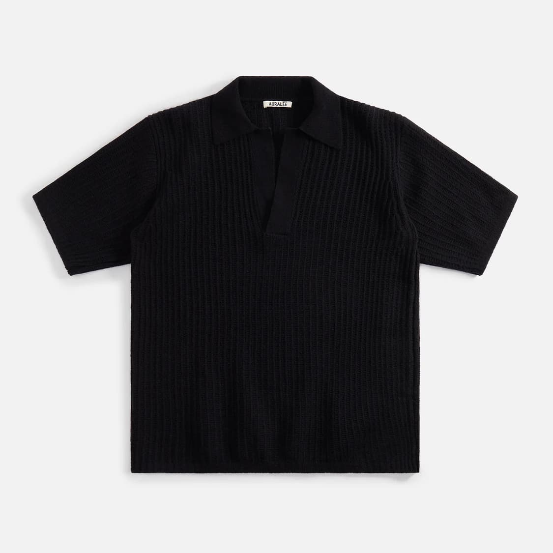 Auralee Wool Rib Knit Skipper Polo Black 상품이미지1