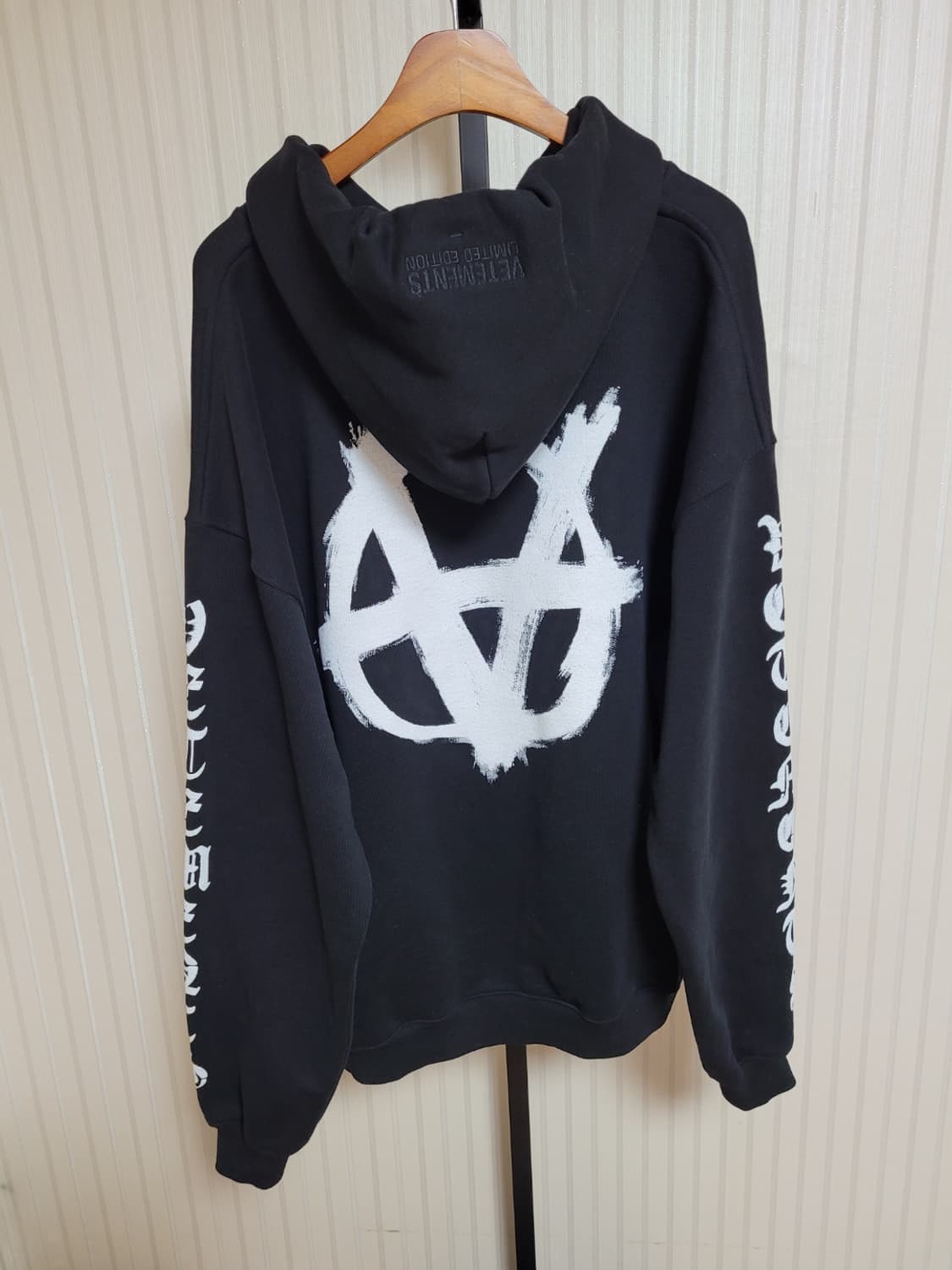 베트멍 블랙 아나키 레터링 오버핏 후드티셔츠 S 상품이미지5