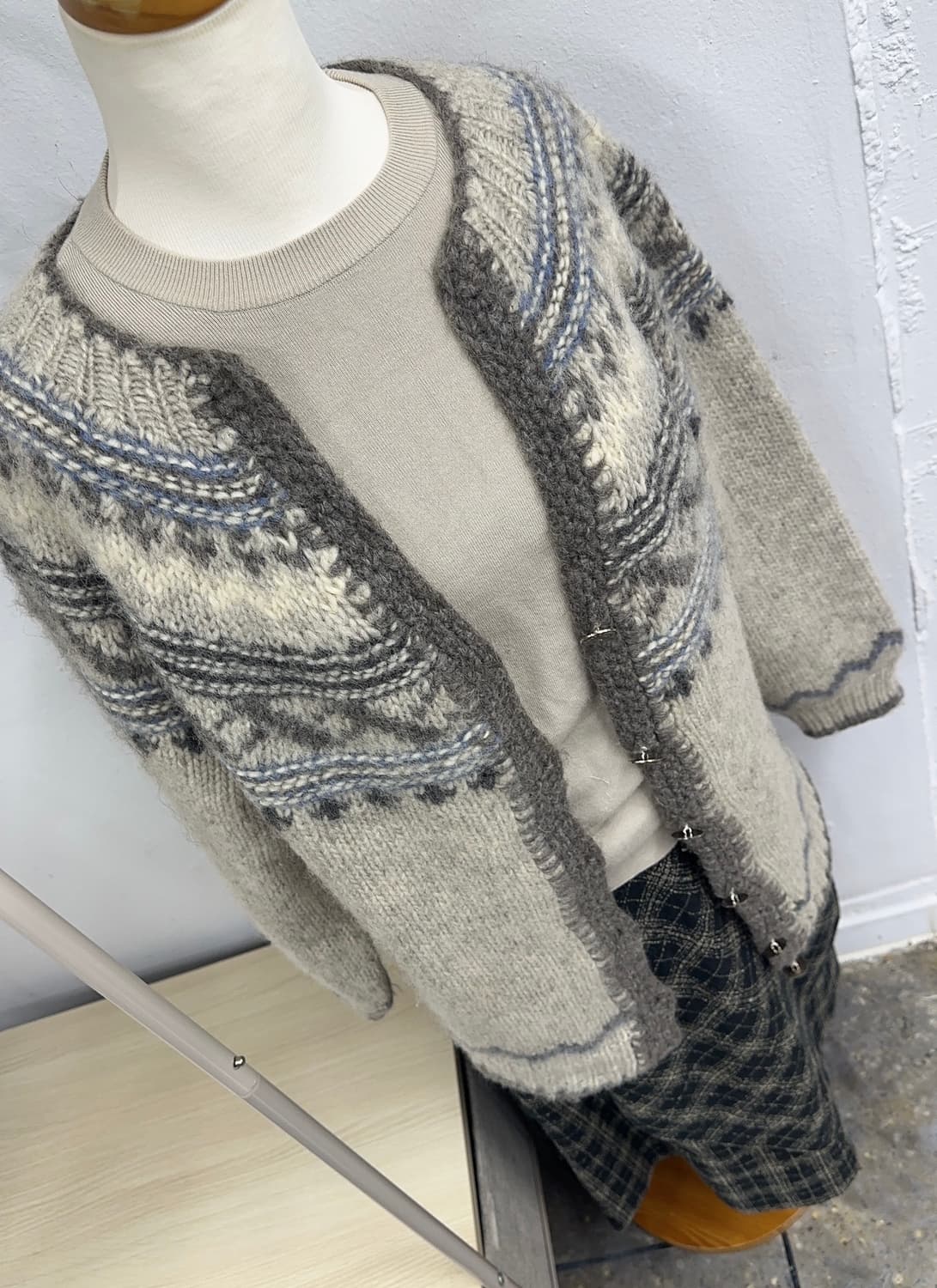 🪶하구미의 겨울 코디세트 🪶 그런지 에스닉 니트 체크 롱스커트  상품이미지5