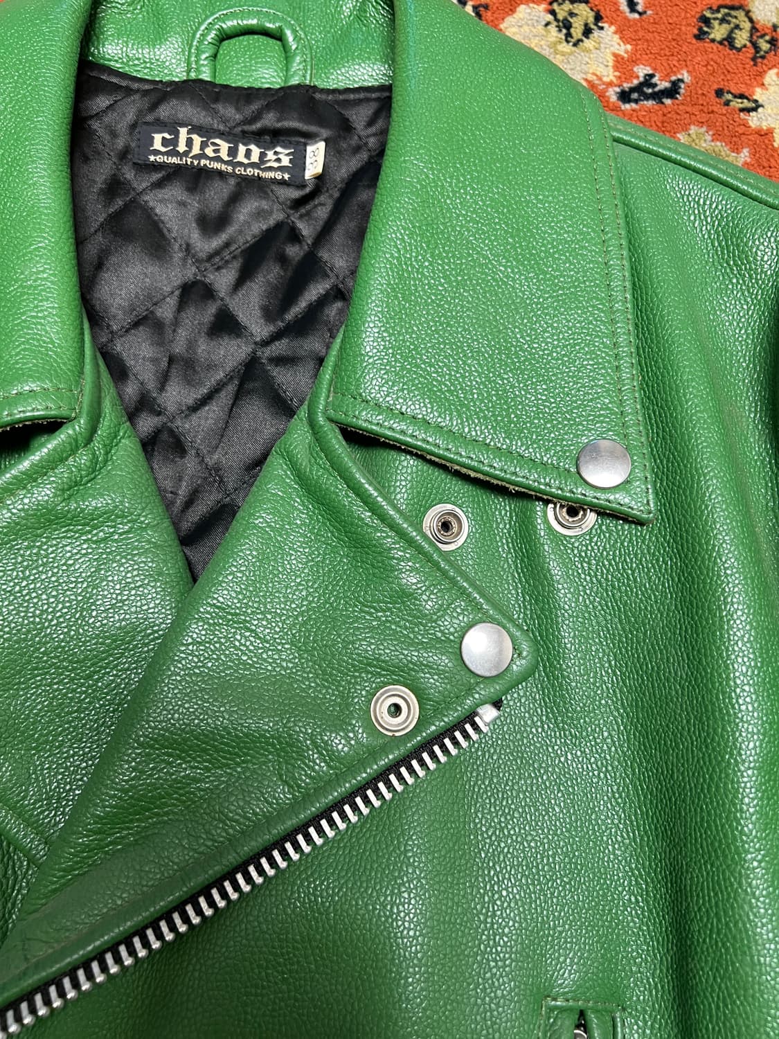 카오스 chaos JPN 그린 소가죽 라이더 자켓  38 상품이미지6