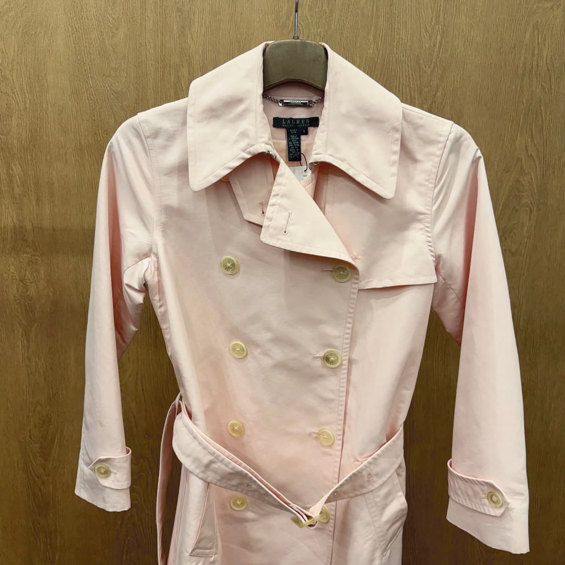 로렌 랄프로렌 트렌치 코트 더블 브레스트 버튼업 밸트 스트랩 라아트 핑크 상품이미지4