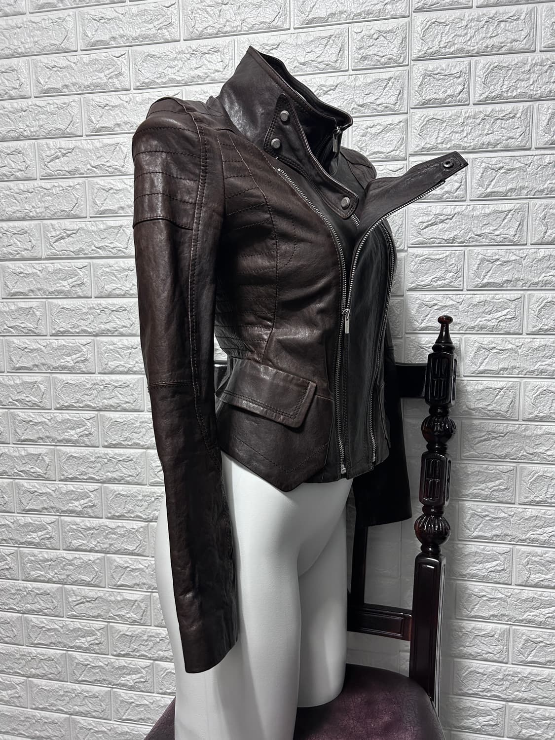 멀티 지퍼 판넬 레더 자켓 상품이미지3