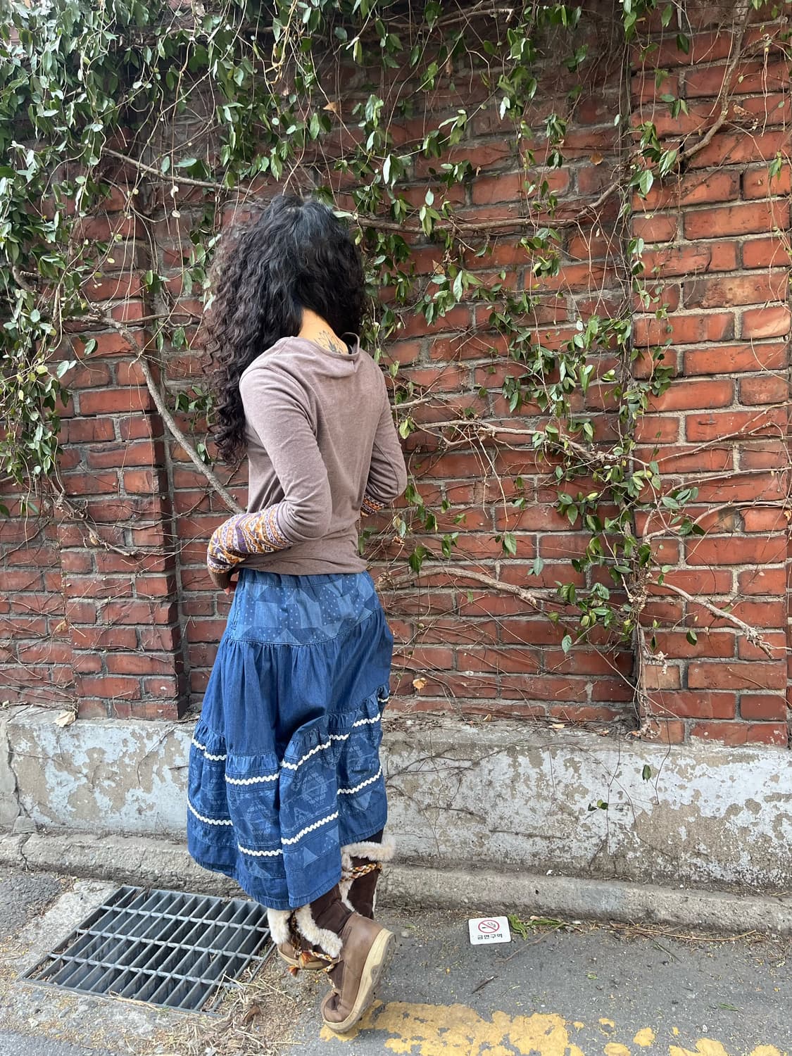 X-girl 히피패턴 데님 코튼 스커트 상품이미지3