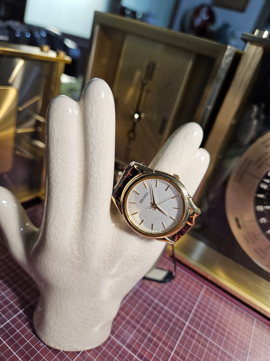 빈티지 세이코 SJA258P 쿼츠 금장 가죽 시계 상품이미지1