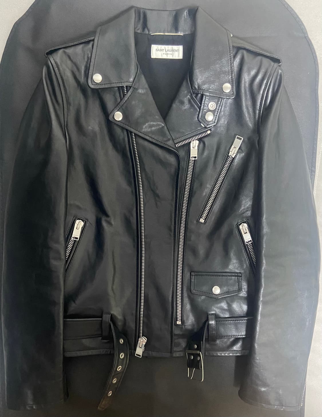 생로랑 l17 오일드카프 46 라이더 가죽 자켓 레더 상품이미지2