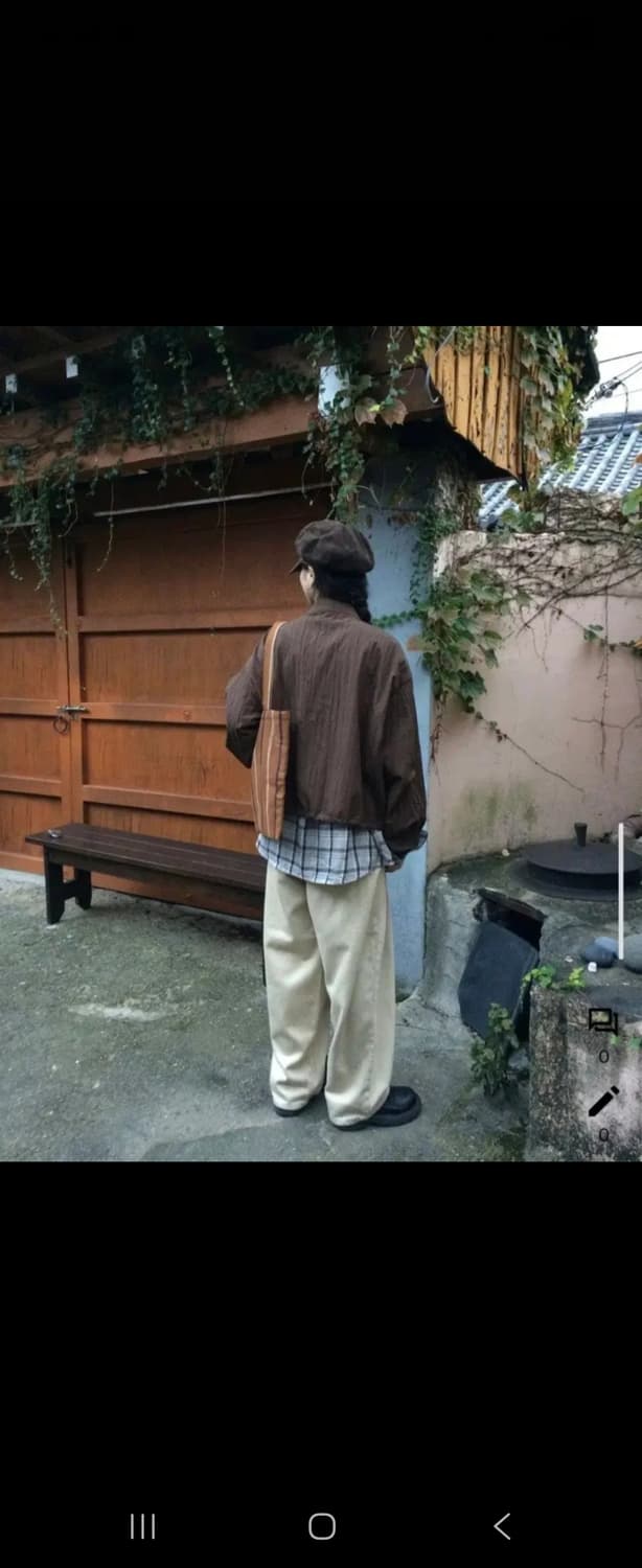 미리내로 브라운 레잉 숏 야상 점퍼 상품이미지2