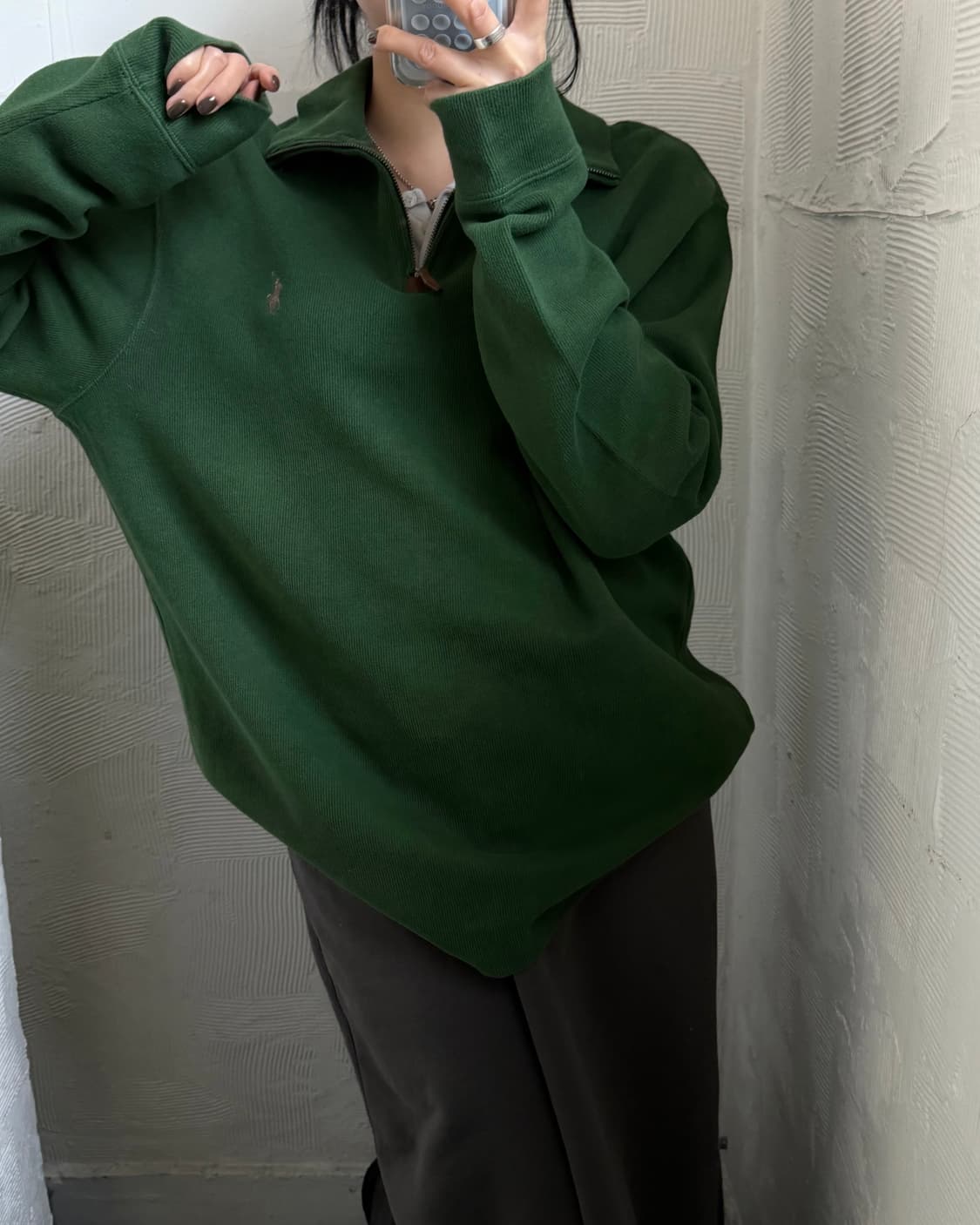 Polo 폴로 랄프로렌 딥그린컬러 코튼 하프집업 상품이미지6