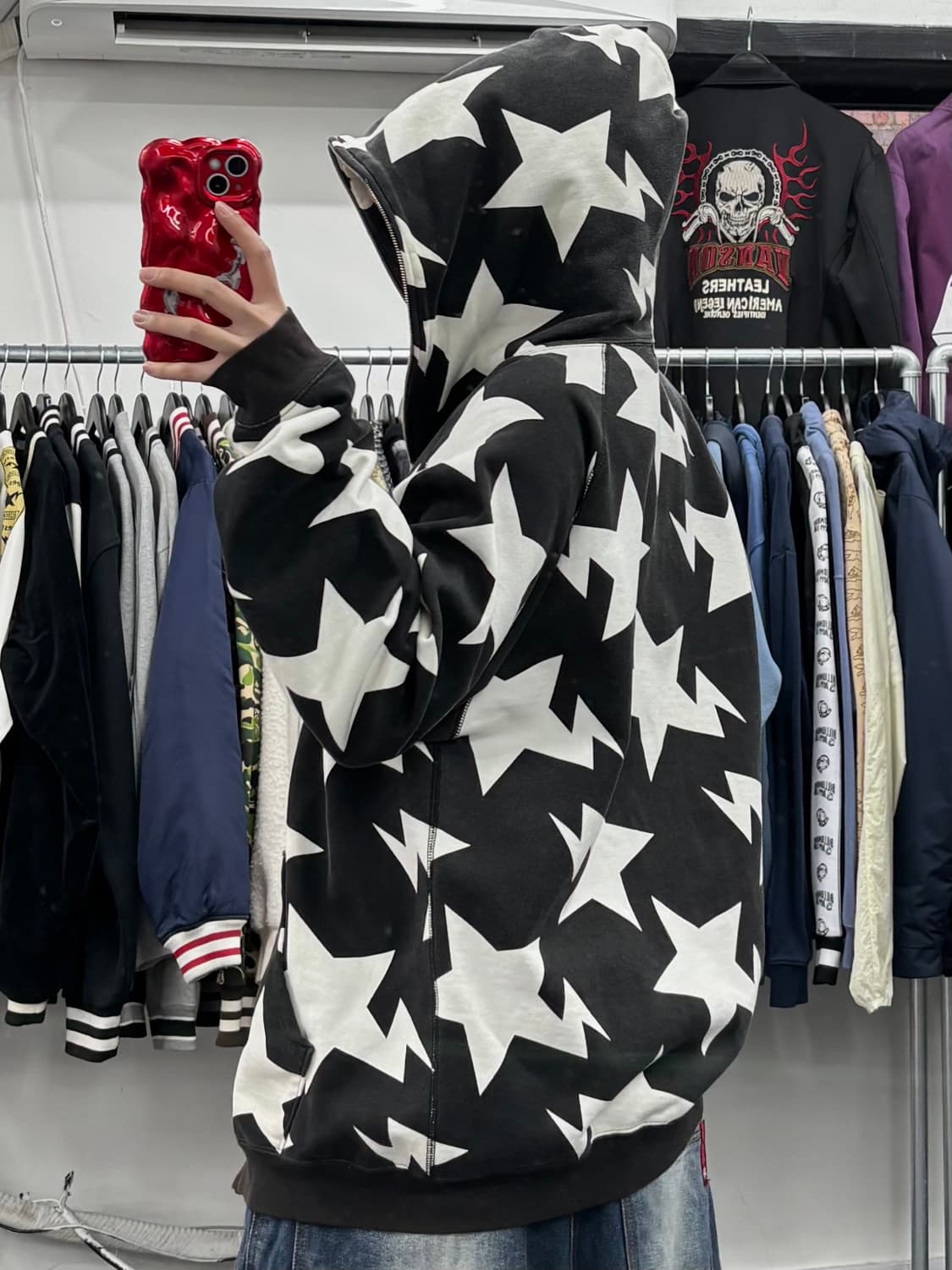 베이프 스타 검흰 후드집업 상품이미지5