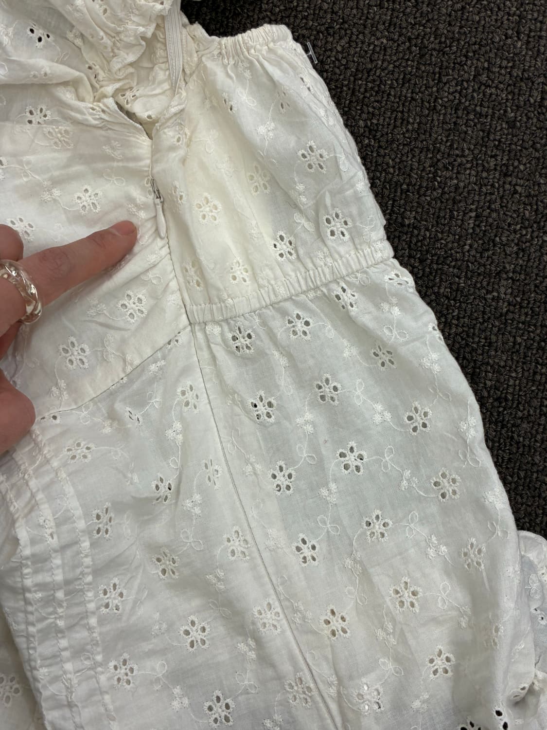 F)LIZ LISA 빈티지 여성 꽃 펀칭 레이스업 블라우스 상품이미지6