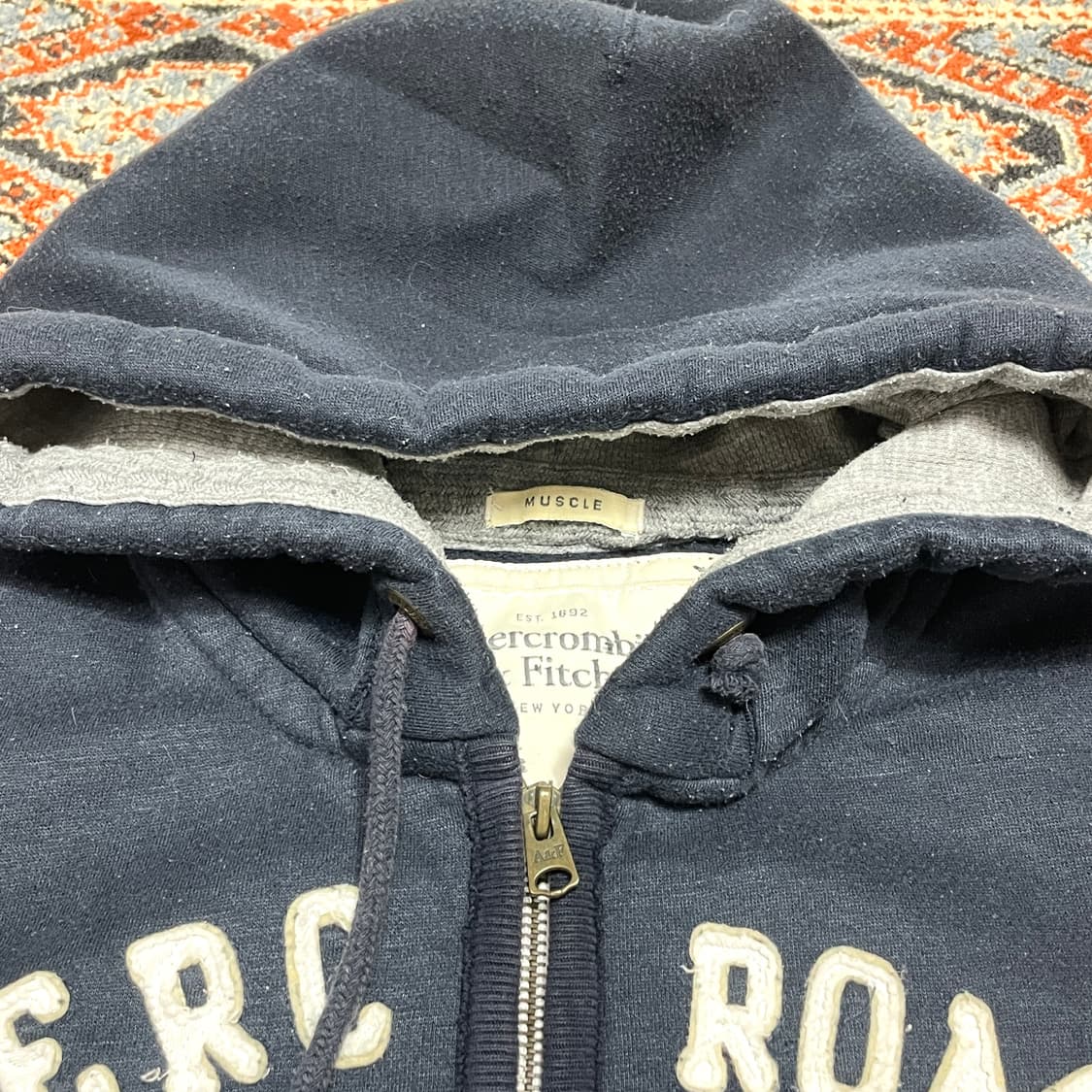 아베크롬비 스펠로고 네이비 기모 후드집업 여성L 상품이미지4