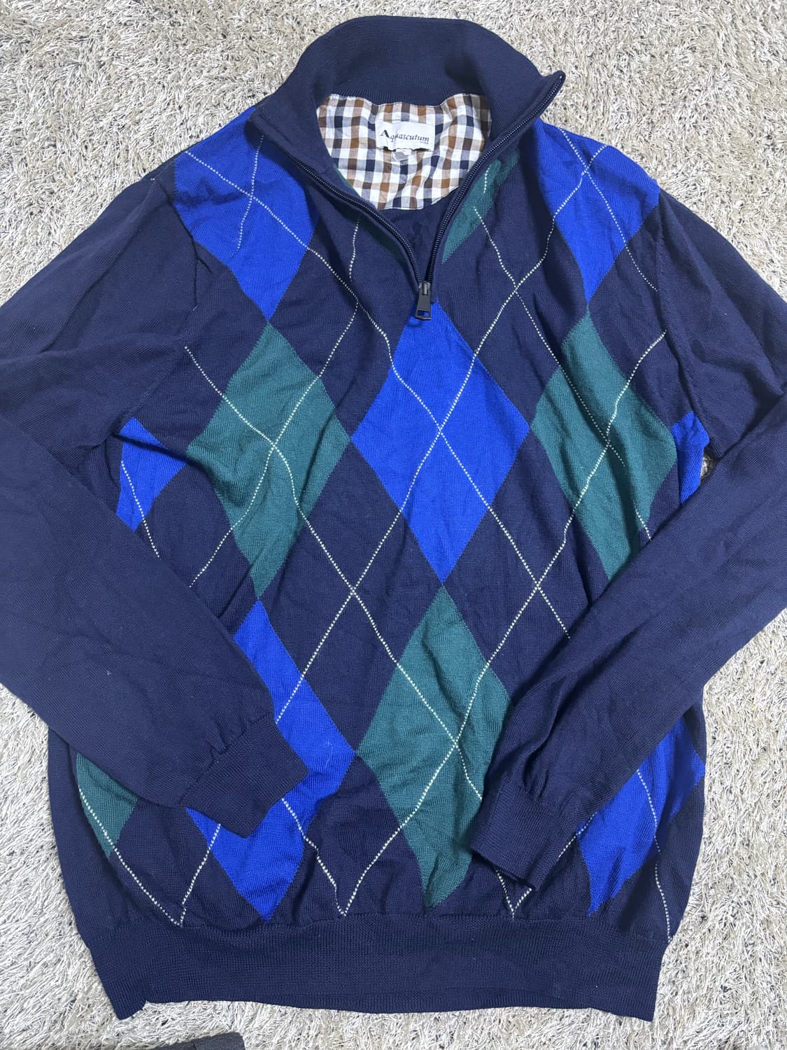 일본판 AQUASCUTUM GOLF 반집업 니트 사이즈 105-110 상품이미지1